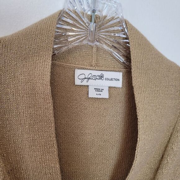 Jaclyn Smith Collection Gold Cardigan Sweater Metal Glitter Formal Party Large - Picture 8 of 11